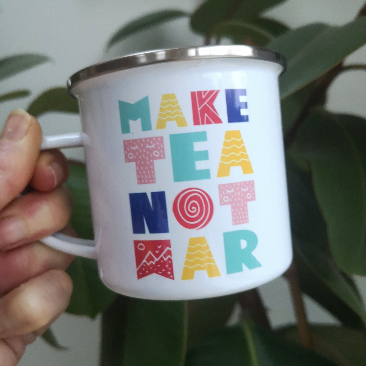 MAKE TEA NOT WAR Enamel Mug