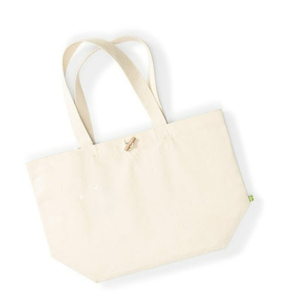 A photo showing the shape of the natural cotton organic cotton tote